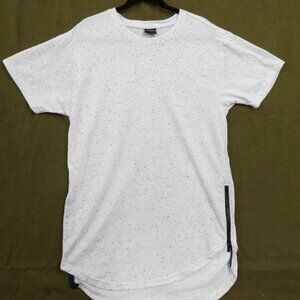 Victorious Men's Black & White Graphic Casual Size L Tall T-Shirt Zipper Accents